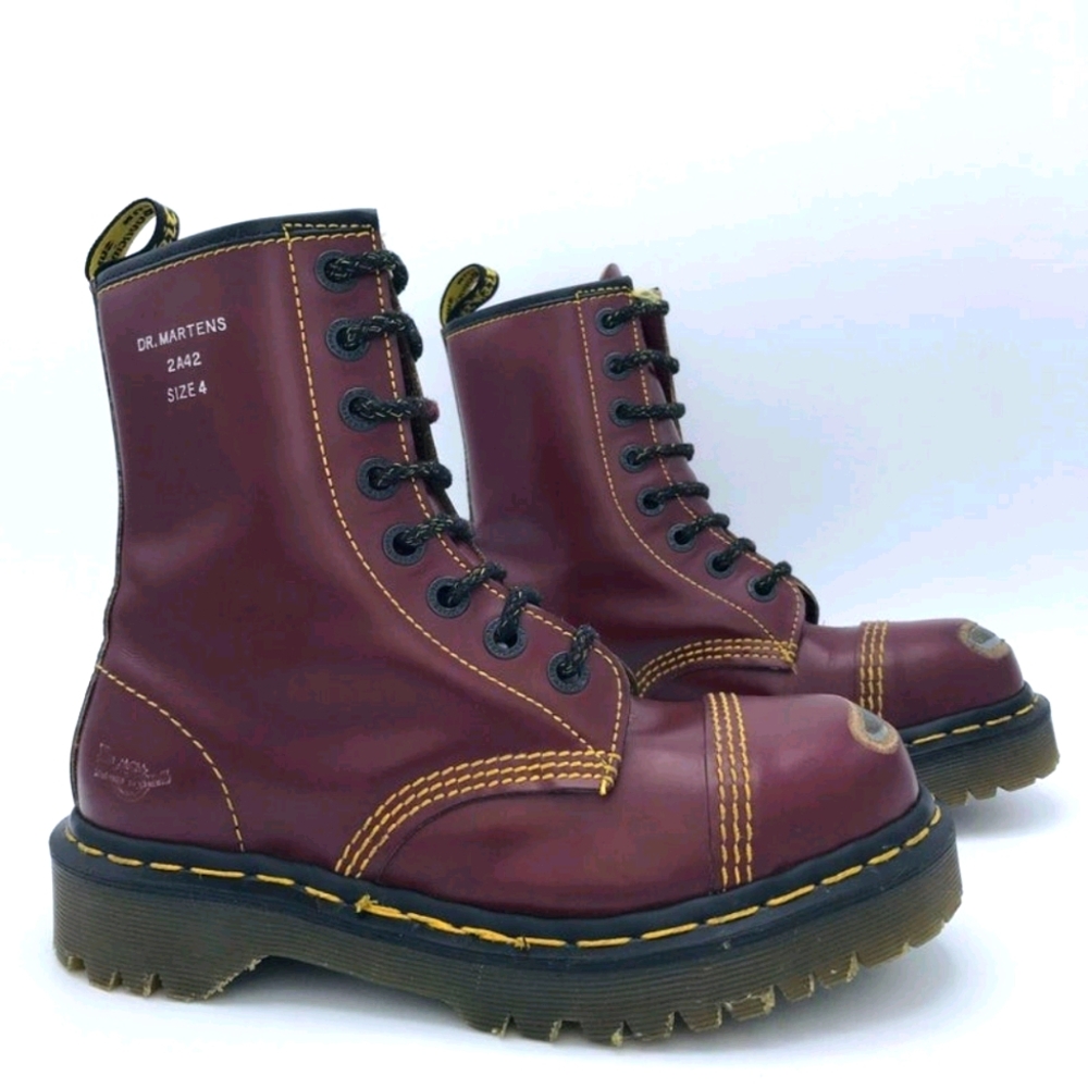 ISO: Dr. Martens Exposed Steel Toe Red Boots 8